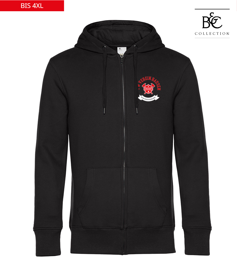 B&C Herren Zipped Hoodie Black Pure "Bono"