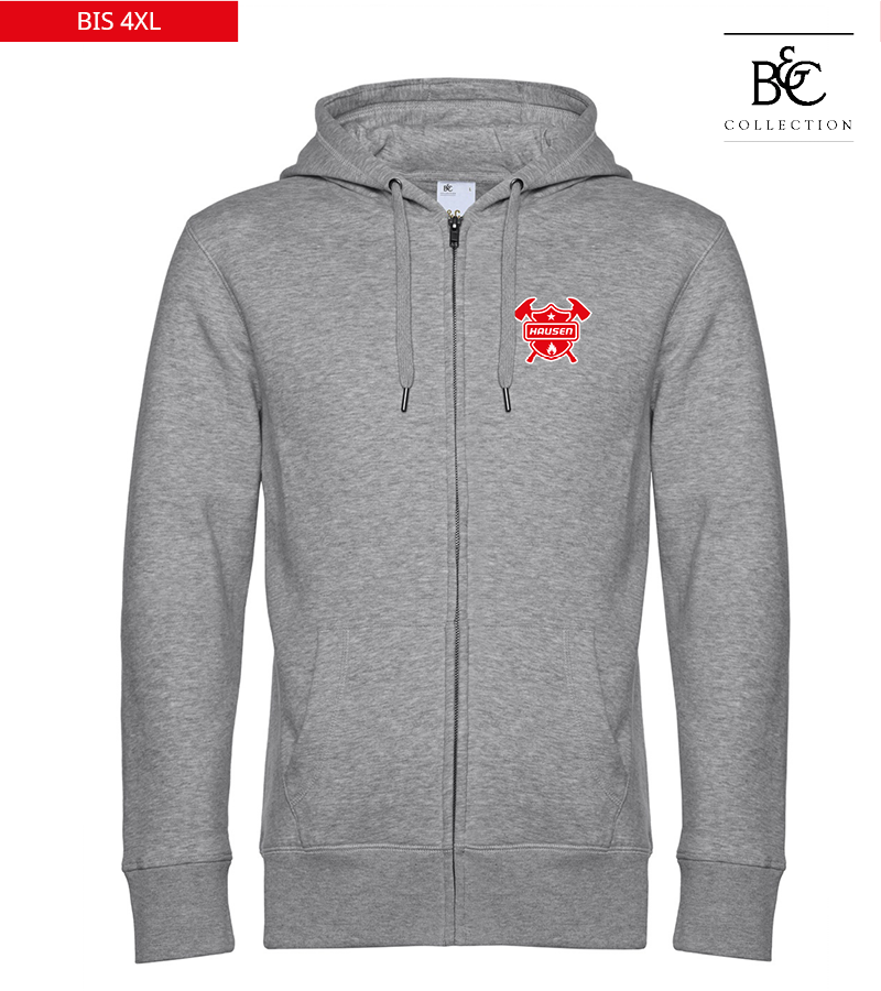 B&C Herren Zipped Hoodie Heather Grey "Anton"
