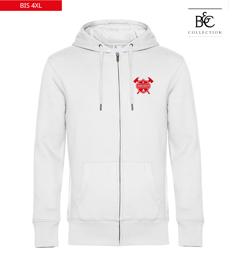 B&C Herren Zipped Hoodie White "Anton"