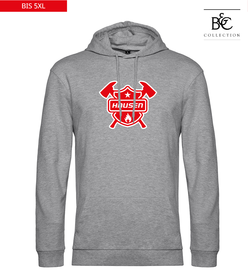 B&C Herren Hoodie Heather Grey "Anton Frontprint"