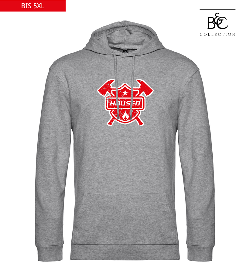 B&C Herren Hoodie Heather Grey "Uwe Frontprint"