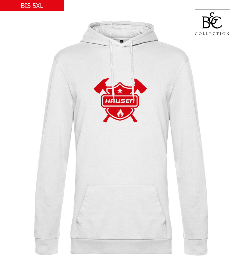 B&C Herren Hoodie White "Anton Frontprint"