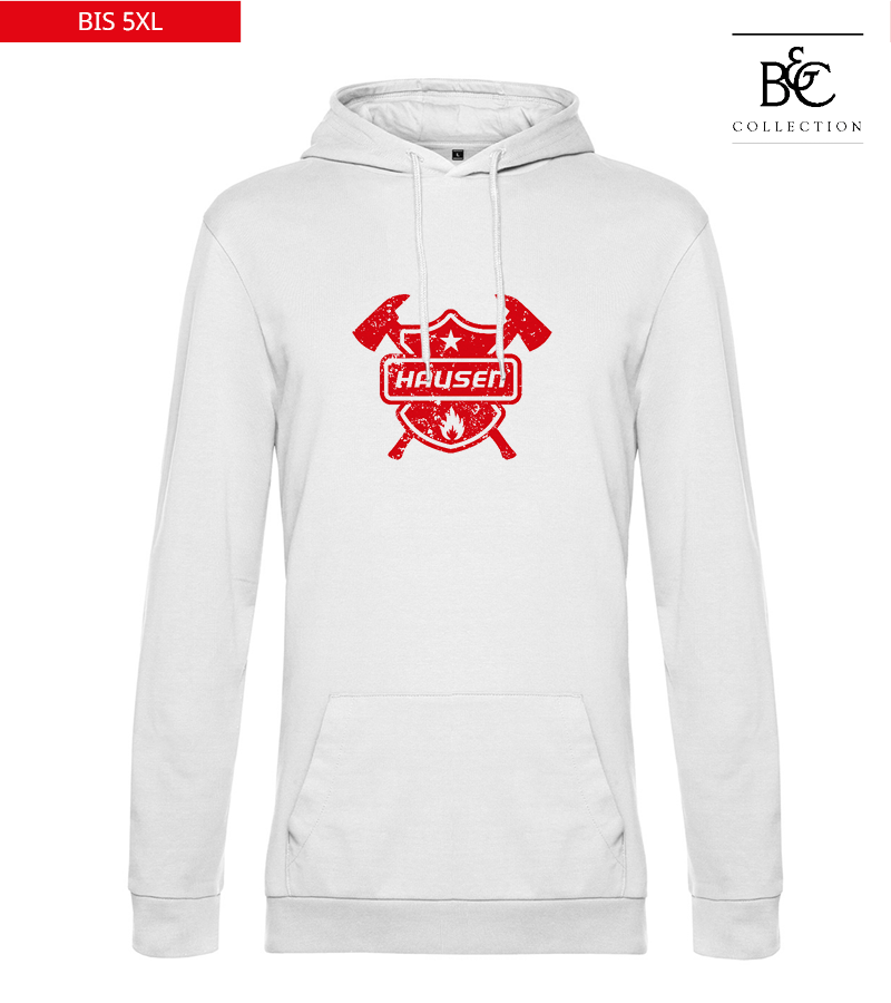 B&C Herren Hoodie White "Uwe Frontprint"