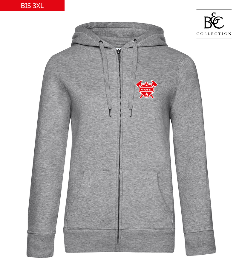 B&C Damen Zipped Hoodie Heather Grey "Anton"