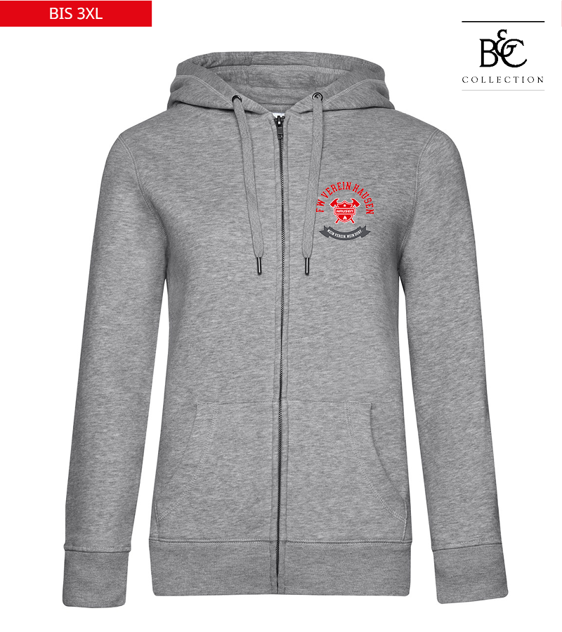 B&C Damen Zipped Hoodie Heather Grey "Bono"