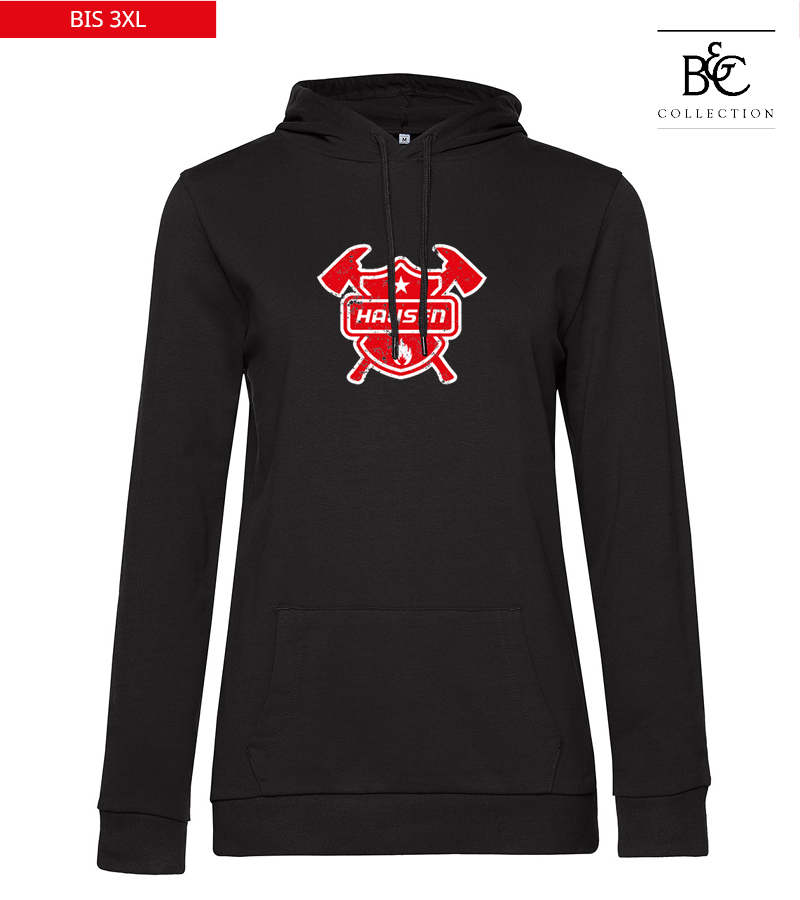 B&C Damen Hoodie Black Pure "Uwe Frontprint"