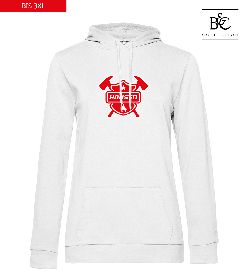 B&C Damen Hoodie White "Anton Frontprint"
