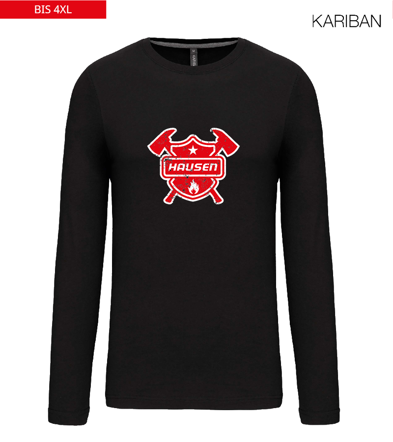 Kariban Herren Langarmshirt Black "Uwe Frontprint"