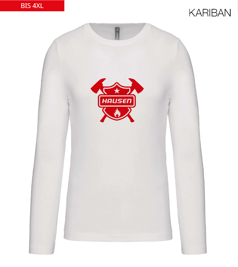 Kariban Herren Langarmshirt White "Anton Frontprint"