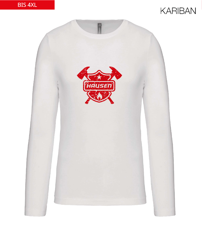 Kariban Herren Langarmshirt White "Uwe Frontprint"