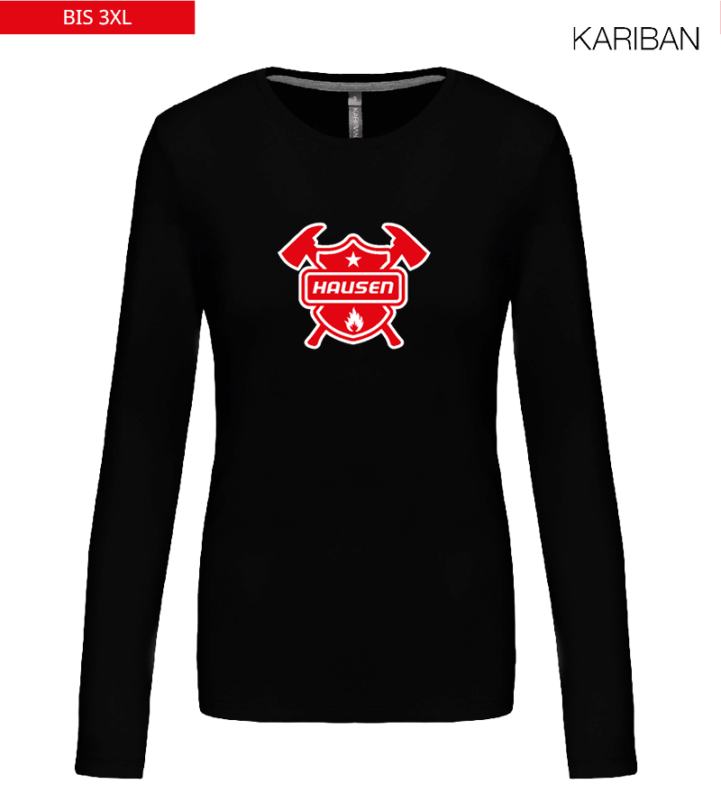 Kariban Damen Langarmshirt Black "Anton Frontprint"