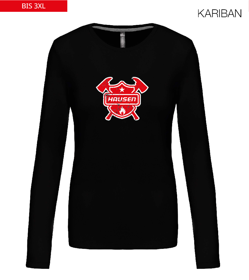 Kariban Damen Langarmshirt Black "Uwe Frontprint"