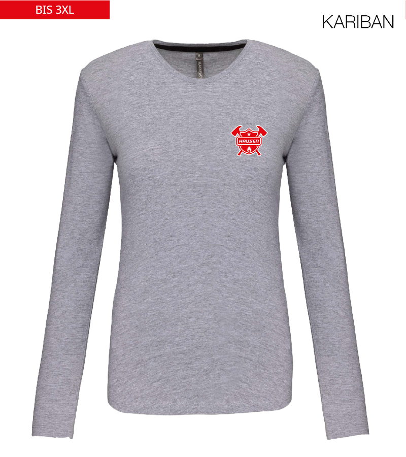 Kariban Damen Langarmshirt Oxford Grey "Anton"