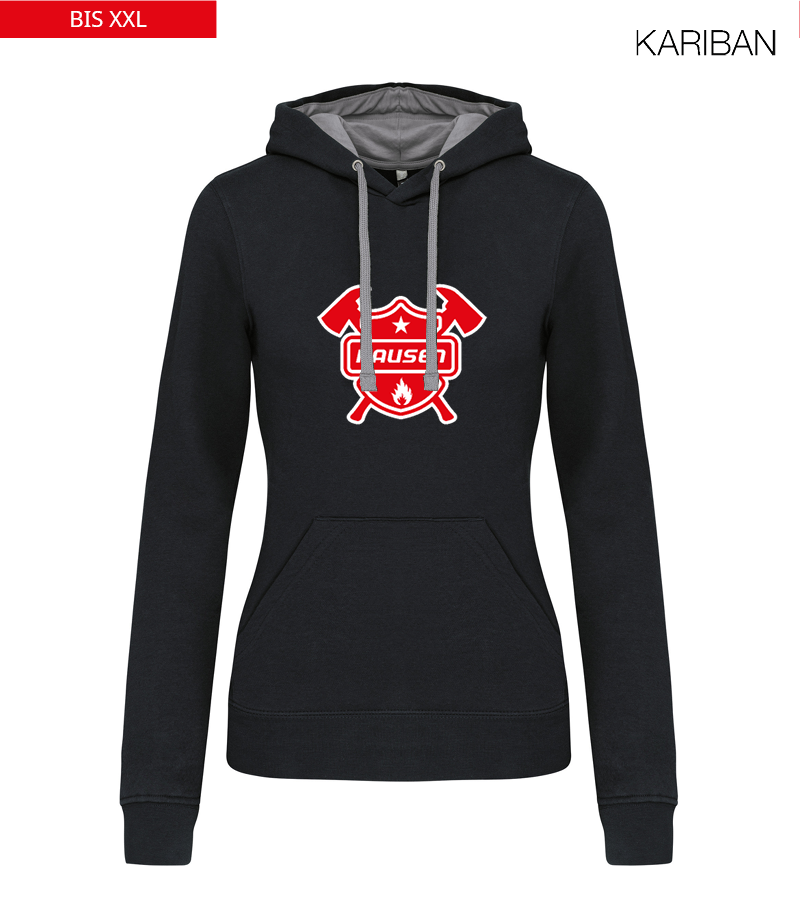 Kariban Damen Hoodie Black Fine Grey "Anton Frontprint"