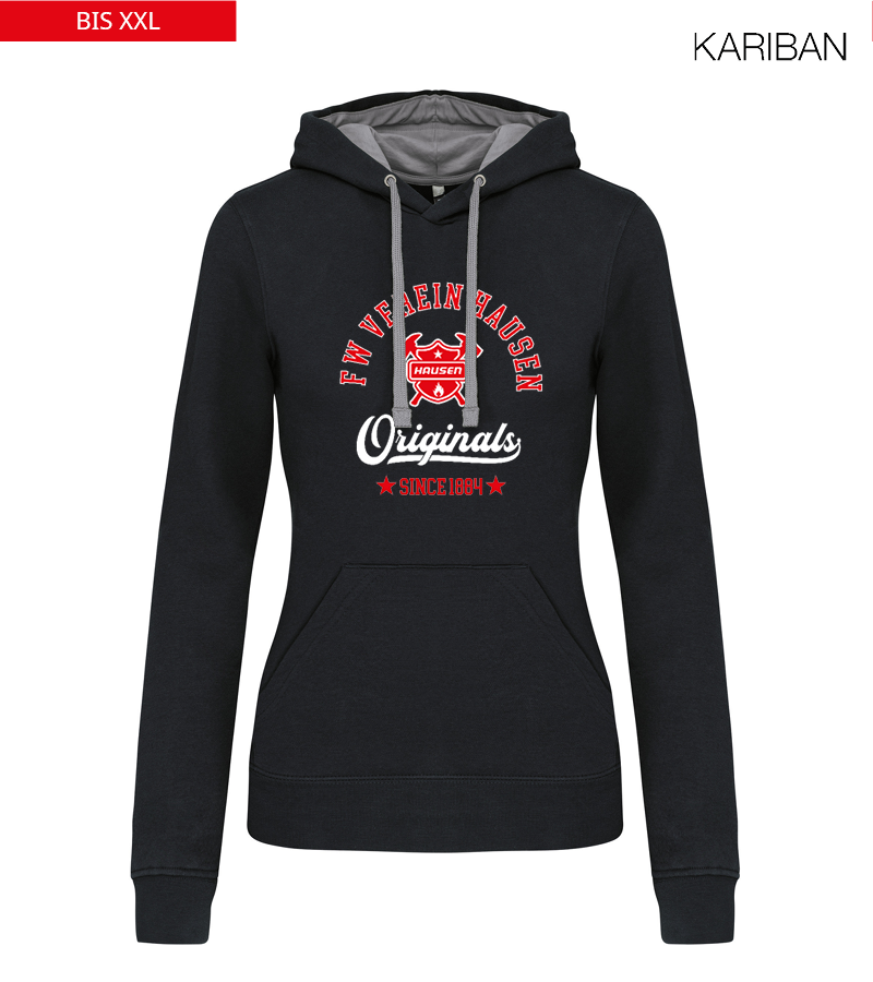 Kariban Damen Hoodie Black Fine Grey "Jacob"