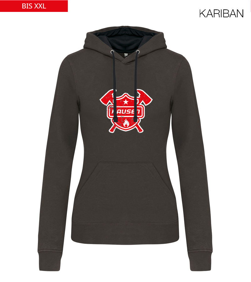 Kariban Damen Hoodie Dark Grey Black "Uwe Frontprint"