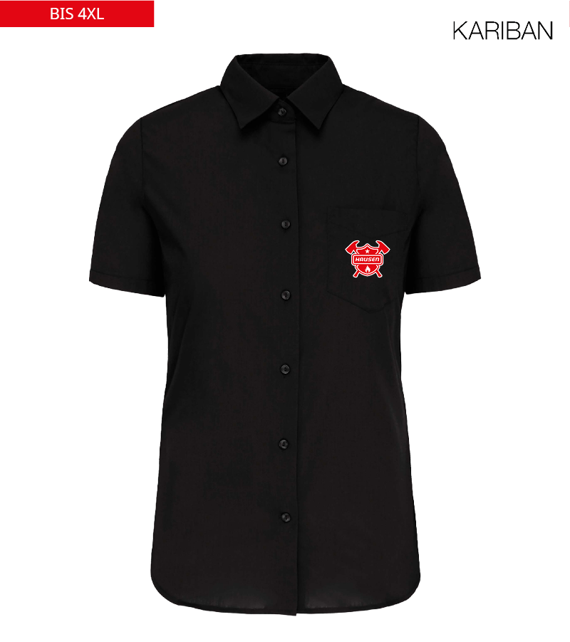 Kariban Damen Kurzarmbluse Black "Anton"