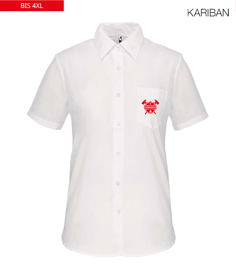 Kariban Damen Kurzarmbluse White "Anton"